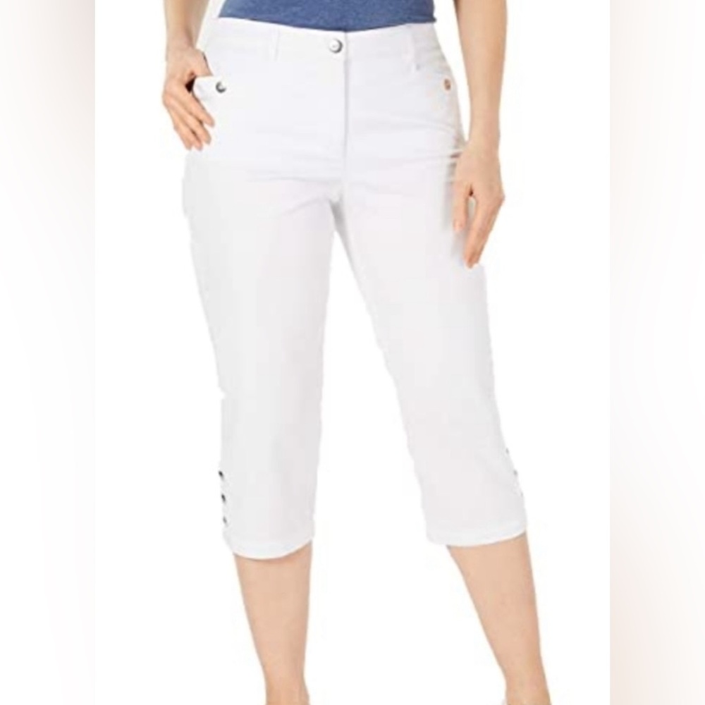 NWT Capris: Tummy-Control, High Rise, Comfort-Waist, Button-Cuff, Bright White